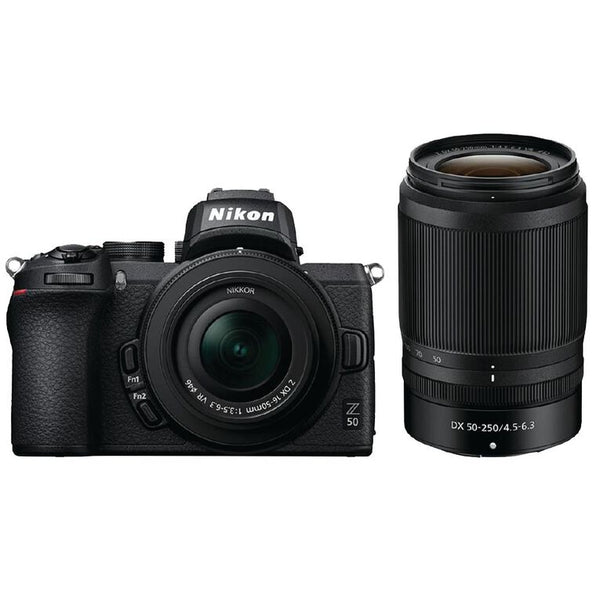 Nikon Z50 Twin Kit (Z DX 16-50mm F/3.5-6.3 VR, Z DX 50-250 F/4.5-6.3 V –  Grandy\'s Camera